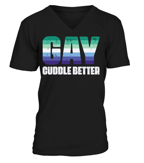 Chubby Guys Cuddle Better Gay V-Neck T-shirt