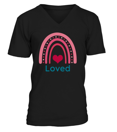 Loved Viva Magenta Boho Rainbow V-Neck T-shirt