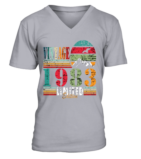Retro Birthday Year Vintage 1983 V-Neck T-shirt