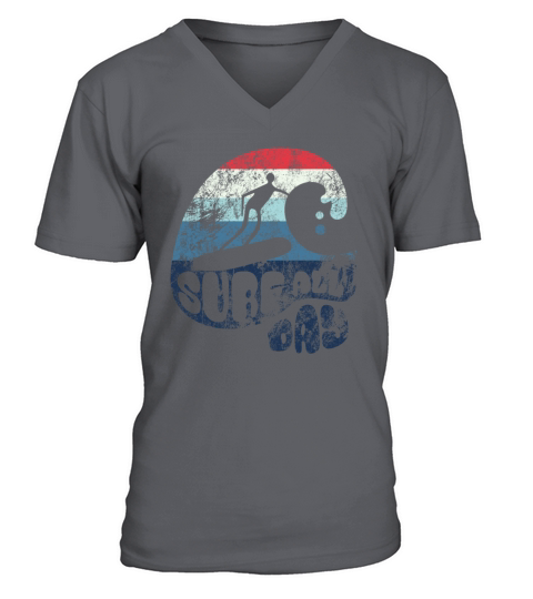 Surf all day - wave - Surfer - Sticker V-Neck T-shirt