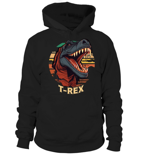 Retro Sunset T-Rex Tyrannosaurus Head Cool Dinosau Hoodie Unisex