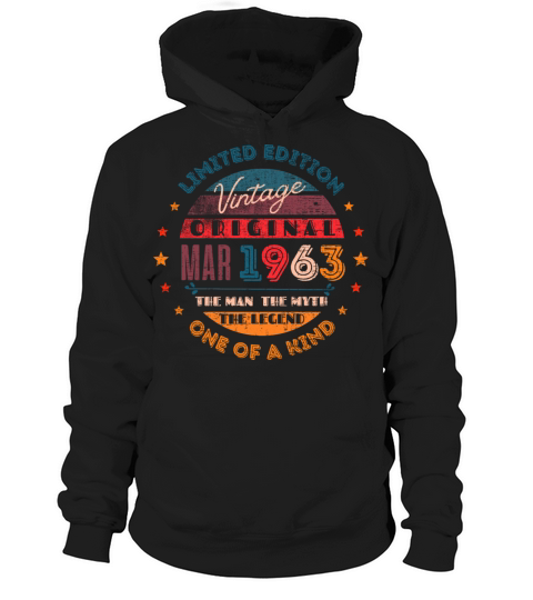 Vintage Original March 1963 Hoodie Unisex