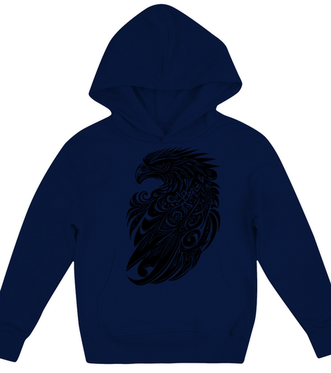 Eagle In Vintage Tattoo Tribal Feather Style Kids Hoodie