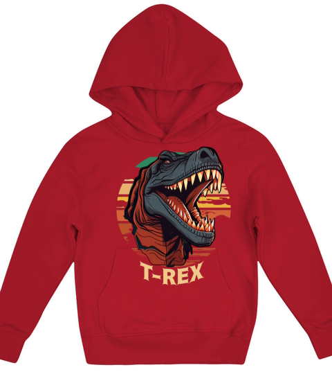 Retro Sunset T-Rex Tyrannosaurus Head Cool Dinosau Kids Hoodie