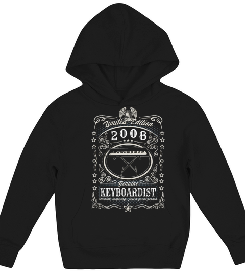 Vintage 2008 Keyboardist Birthday Gift Keyboard Kids Hoodie
