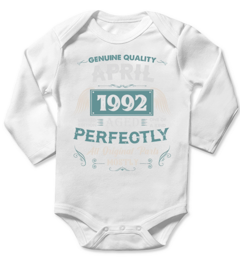April 1992 Vintage Birthday Present Long Sleeve Baby One-Piece