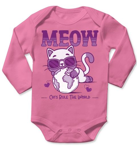 Cats rule the world - funny cat quotes Long Sleeve Baby One-Piece