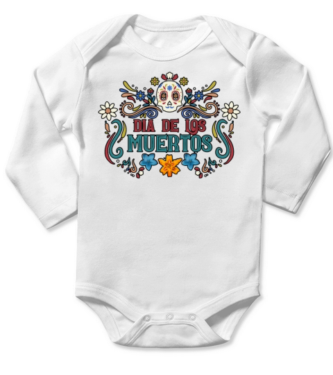 Dia De Los Muertos Day Of Dead Mexican Long Sleeve Baby One-Piece