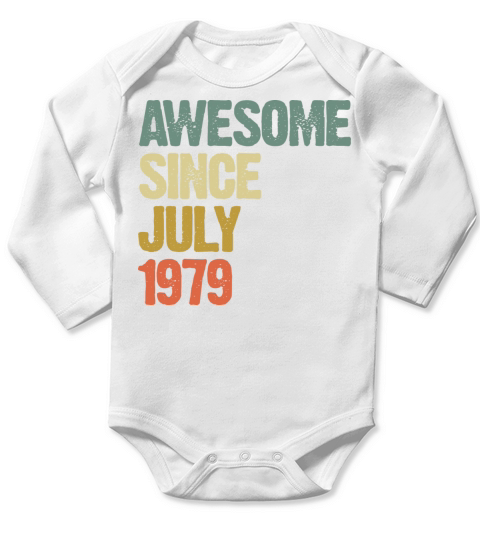 Distressed Vintage Awesome Since July 1979 Long Sleeve Baby One-Piece