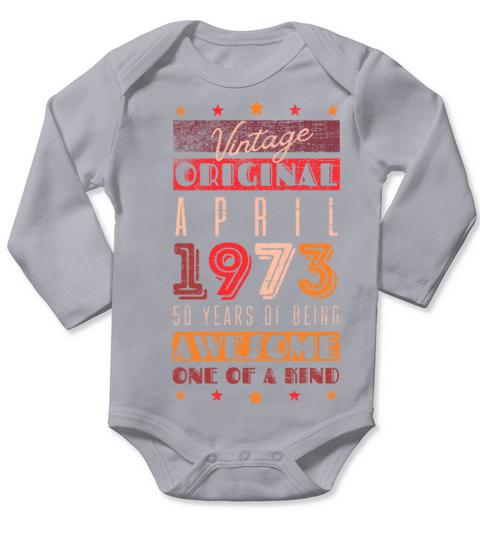 Vintage Original April 1973 - 50 years Long Sleeve Baby One-Piece