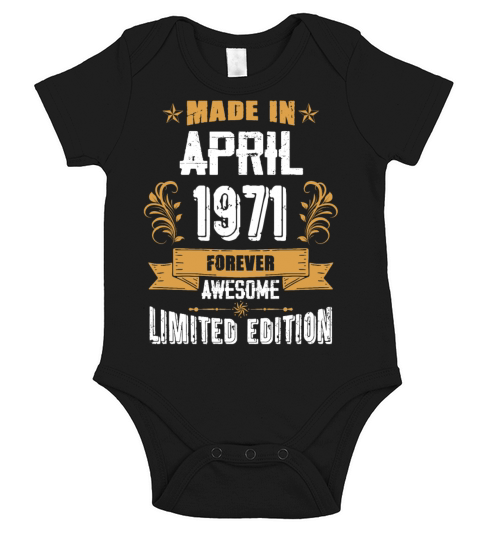 April 1971 Vintage Birthday Present Short Sleeve Baby One-Piece