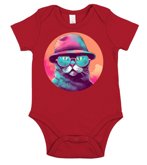 Cat Lovers Retro Style Short Sleeve Baby One-Piece