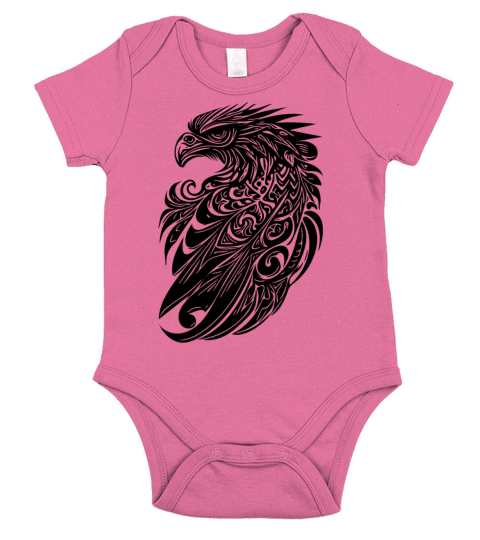 Eagle In Vintage Tattoo Tribal Feather Style Short Sleeve Baby One-Piece