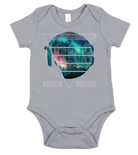 Limited Edition 1998 March Birthday Polar Lights Short Sleeve Baby One-Piece