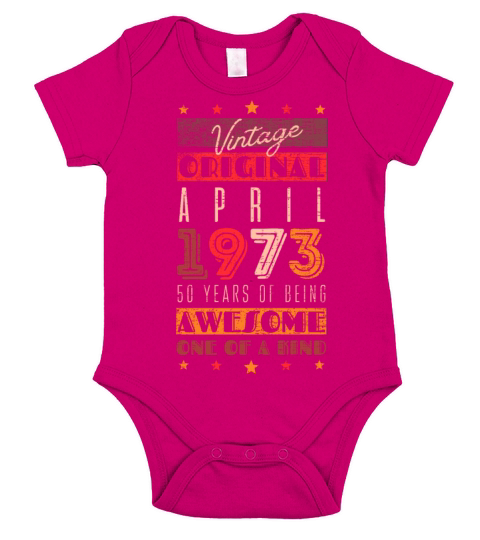 Vintage Original April 1973 - 50 years Short Sleeve Baby One-Piece