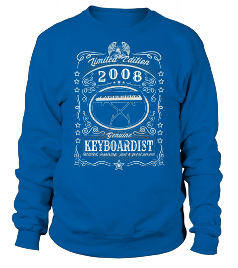 Vintage 2008 Keyboardist Birthday Gift Keyboard Sweatshirt Unisex