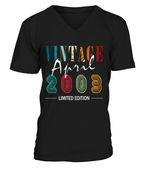 April vintage 2003 born vintage birthday V-Neck T-shirt