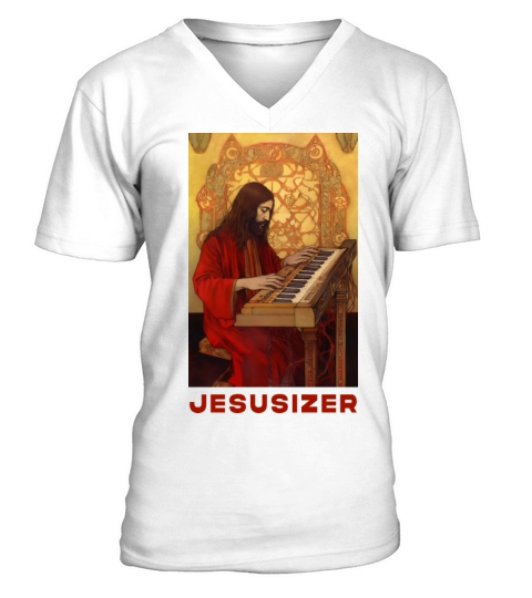 Classic Jesus Analog Synthesizer - Divine Synth V-Neck T-shirt