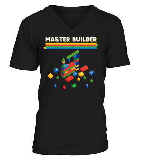 Funny Master Builder for Kids Men Women Cool V-Neck T-shirt