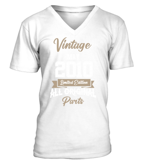 May 2010 Vintage Birthday Present V-Neck T-shirt
