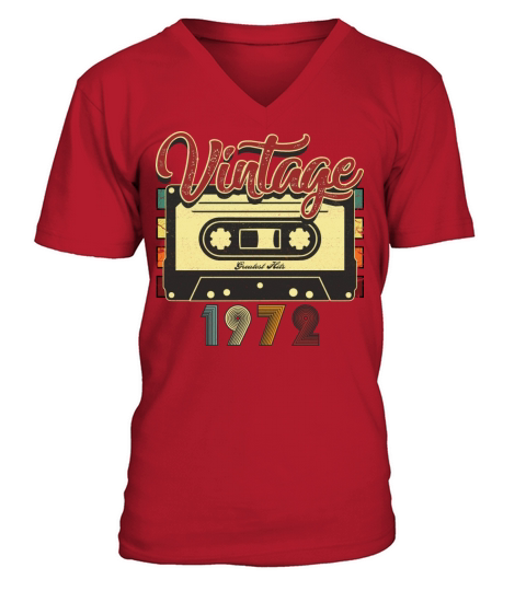 Vintage 1972 Greatest Hits Cassette Tape V-Neck T-shirt