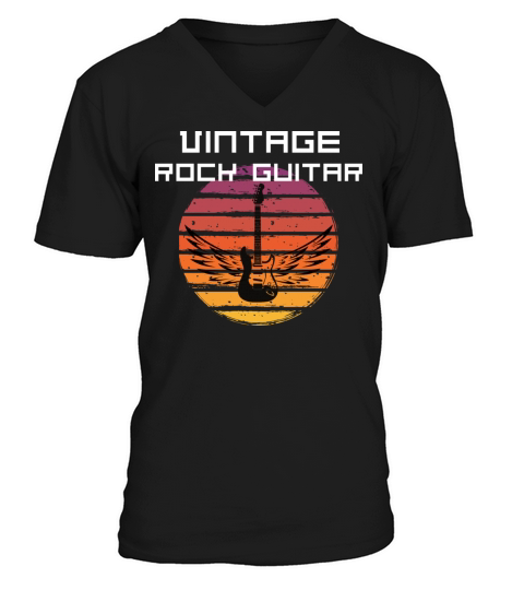 vintage rock guitar V-Neck T-shirt