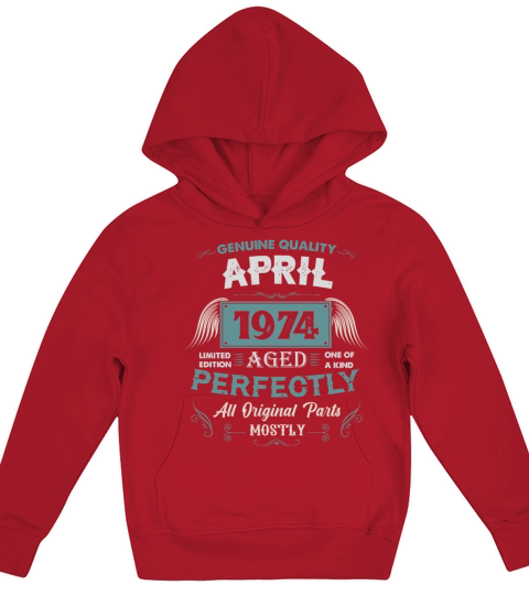 April 1974 Vintage Birthday Present Kids Hoodie
