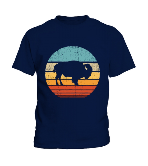 Bison Retro Vintage 60s 70s Sunset Buffalo Mammal Kids T-Shirt
