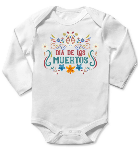 Dia De Los Muertos Day Of Dead Mexican Long Sleeve Baby One-Piece