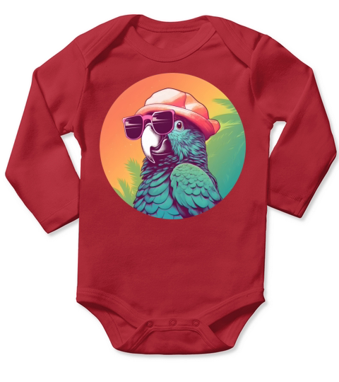 Retro Vintage Parrot Lovers Style Long Sleeve Baby One-Piece