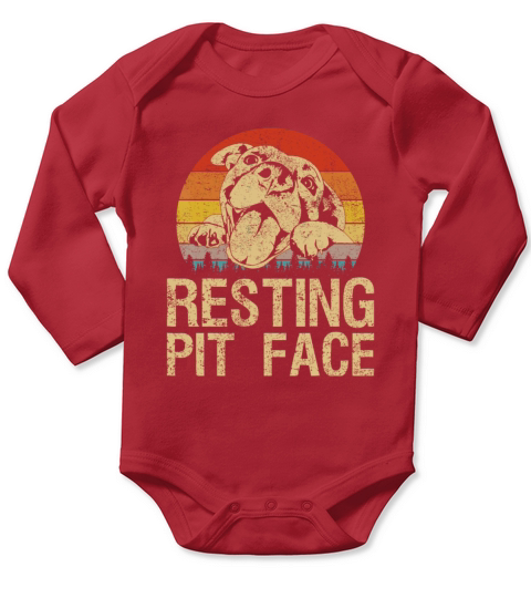 Vintage Pitbull Resting Pit Face - Pitbull Lovers Long Sleeve Baby One-Piece