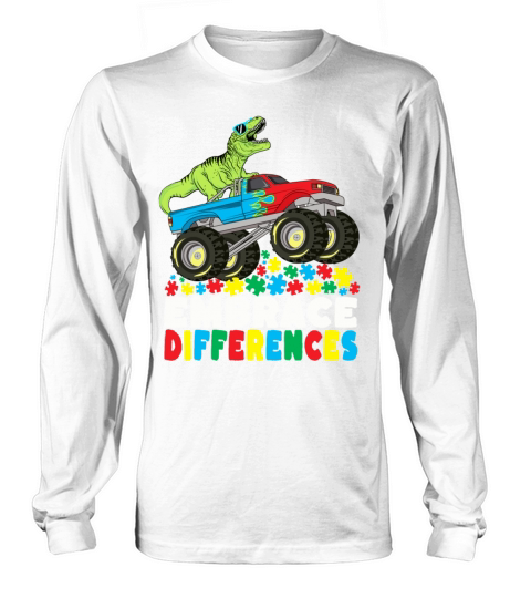 Embrace Differences TRex Monster Truck Autism Kids Long sleeved Unisex