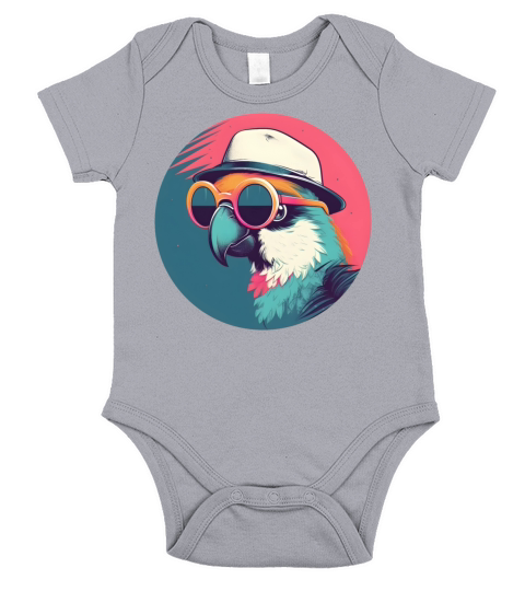 80s 90s Parrot Lovers Vintage Short Sleeve Baby One-Piece