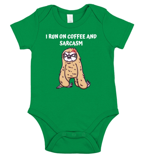 I Run on Coffee and Sarcasm Funny Coffee Lover Hum Short Sleeve Baby One-Piece