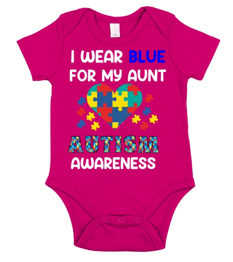 I Wear Blue For my aunt Autism Awareness shirts Short Sleeve Baby One-Piece