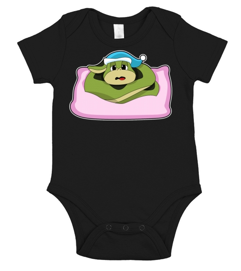 Snake At Sleeping With Nightcap Short Sleeve Baby One-Piece