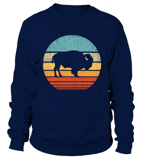 Bison Retro Vintage 60s 70s Sunset Buffalo Mammal Sweatshirt Unisex