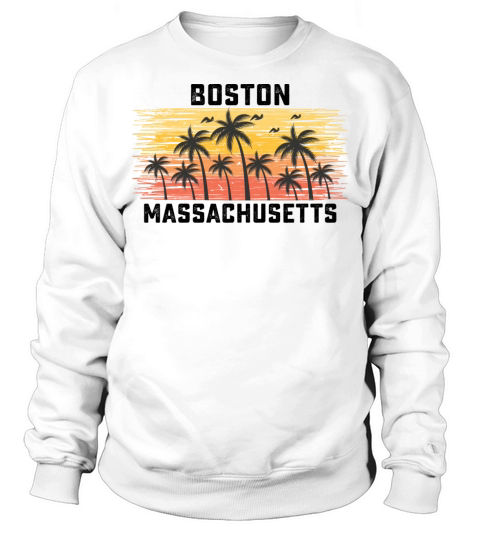 Boston Massachusetts Summer Retro VIntage Vacation Sweatshirt Unisex