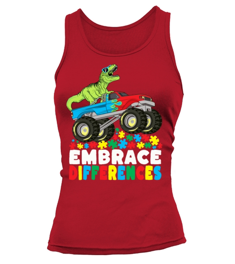 Embrace Differences TRex Monster Truck Autism Kids Tank top Woman