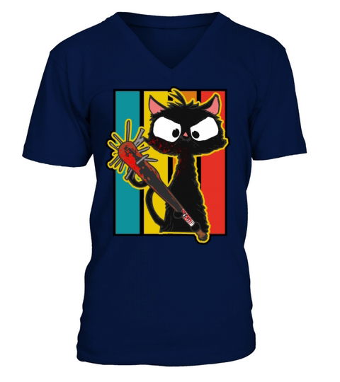 Halloween Retro Cat Vintage Cat V-Neck T-shirt