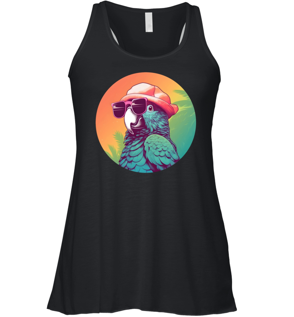 Retro Vintage Parrot Lovers Style Women's Flowy Tank Top