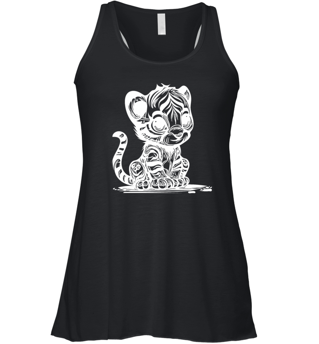 Small Tiger With Cute Striped Pattern Women's Flowy Tank Top