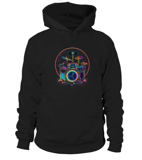 Drummer Drum Set 80s Retro Vintage Drumming Drums Hoodie Unisex