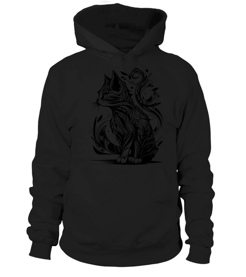 Vintage Tattoo Tribal Lines Style Cat Hoodie Unisex