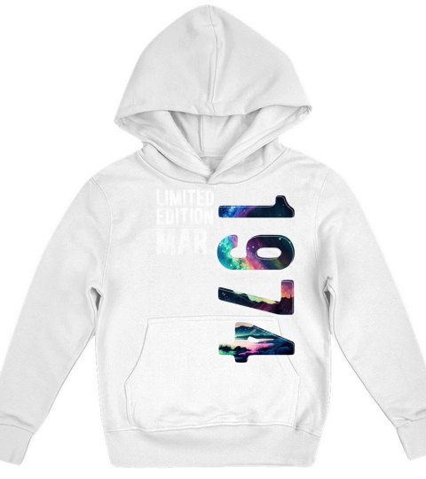Limited Edition 1974 March Birthday Polar Lights Kids Hoodie