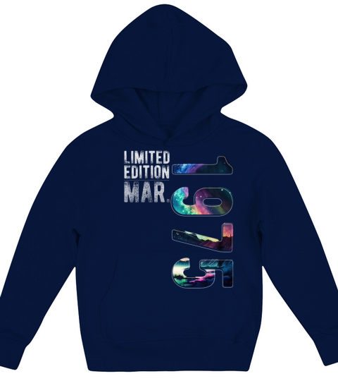 Limited Edition 1975 March Birthday Polar Lights Kids Hoodie