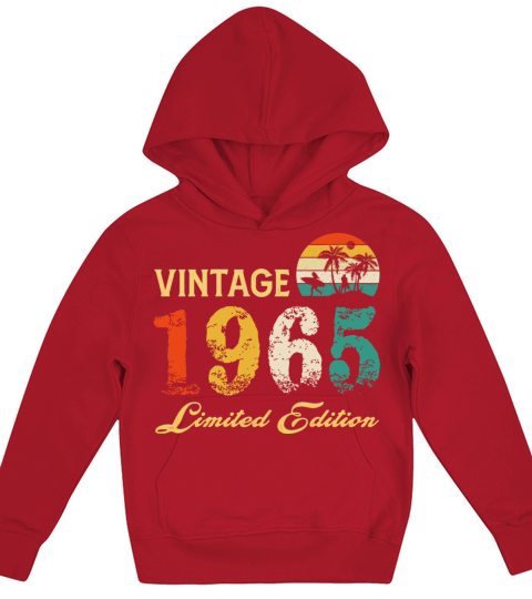 Vintage 1965 Limited Edition Born In 1965 Birthday Kids Hoodie