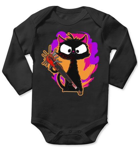 Halloween Retro Cat Vintage Cat Long Sleeve Baby One-Piece