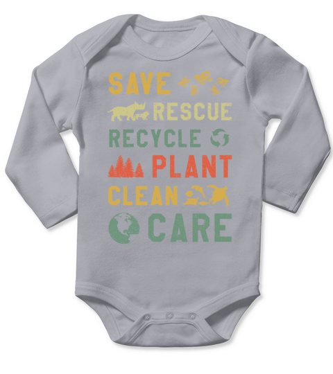 Retro Vintage Bee Save Nature Oceans Day Earth Day Long Sleeve Baby One-Piece