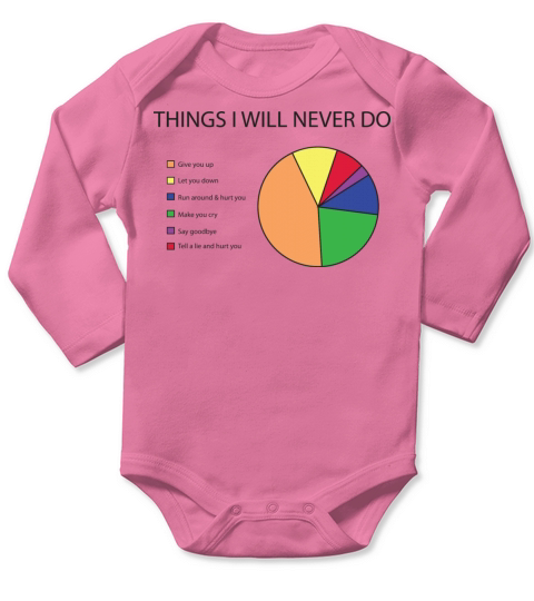 Things I will never do pie chart Long Sleeve Baby One-Piece